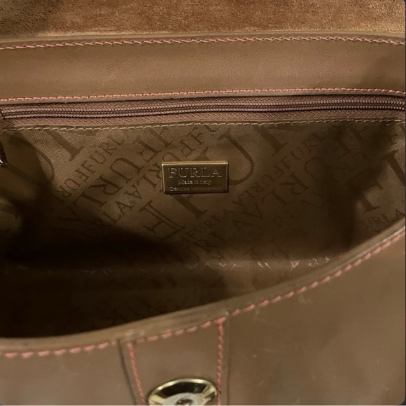 Furla Brown Leather Small Shoulder Bag Gold Hardware Classic Italian Y2K - Picture 3 of 14